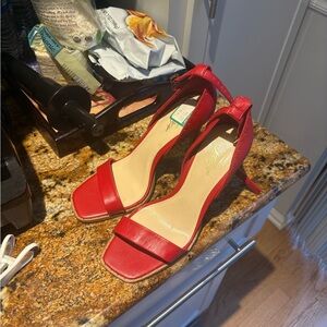 Fergie Red Peep-Toe Heels with Classic Design